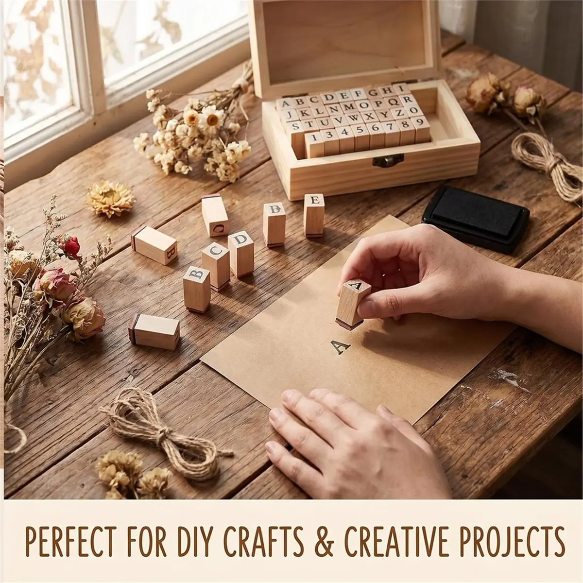 36 Pcs Alphabet Number Stamps, Wooden Rubber Letter Number Stamps Set for DIY Craft Scrapbooking and Card Making