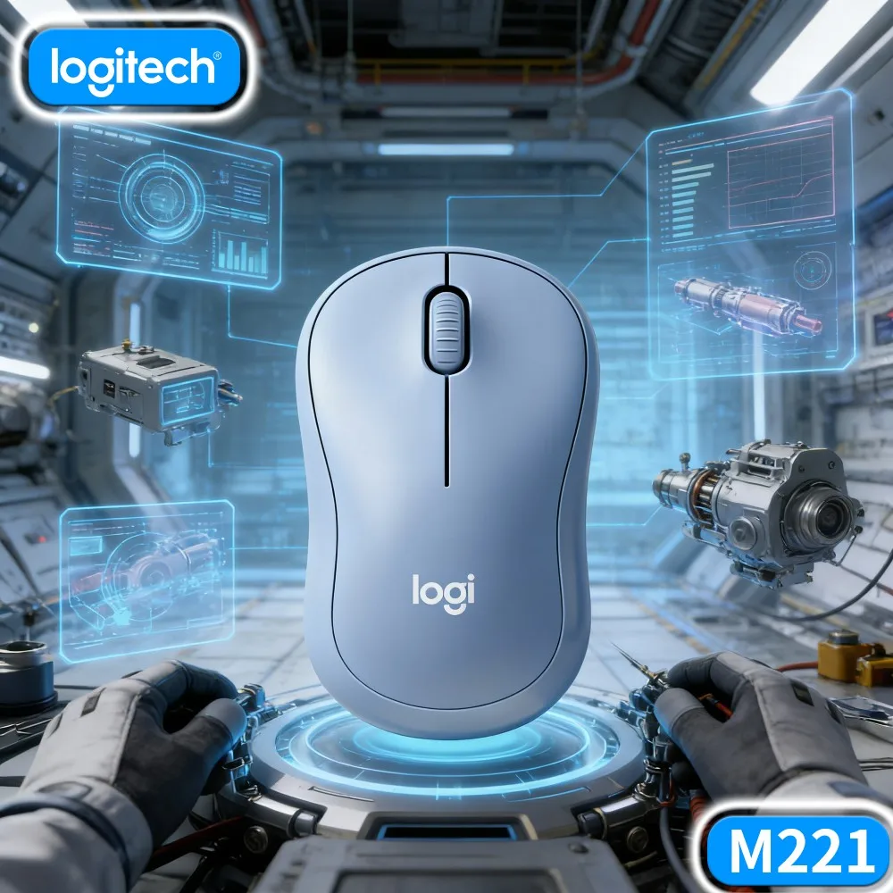 Logitech M221 Mute Quiet Optical Mouse,Palm‑Friendly Curved Grip,1000DPI Sensor,For Desktop Notebook Win Mac Home Office Work