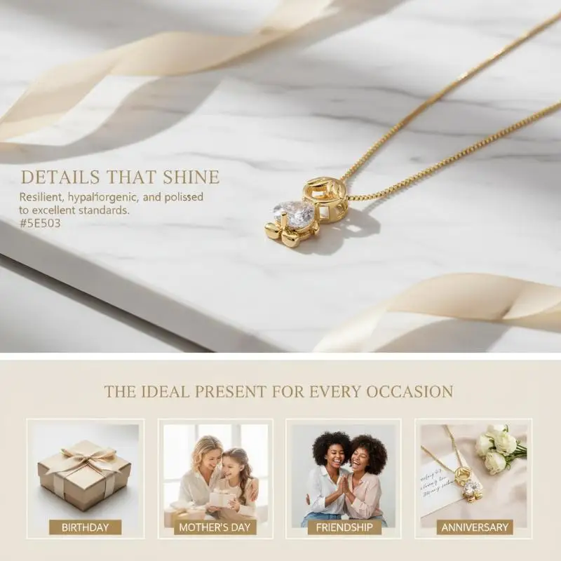 1-3 Kids Family Necklace with CZ Birthstone Heart Mothers Day Gift Idea