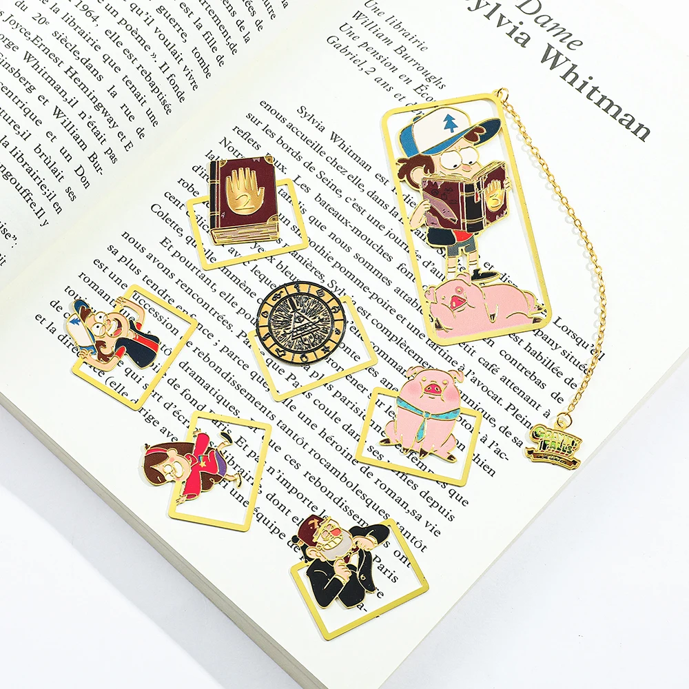 

2pcs Cartoon Gravity Falls Bookmarks, Disney Series Metal Book Page Holders For Anime Fans Collect Reading Markers For Men Women
