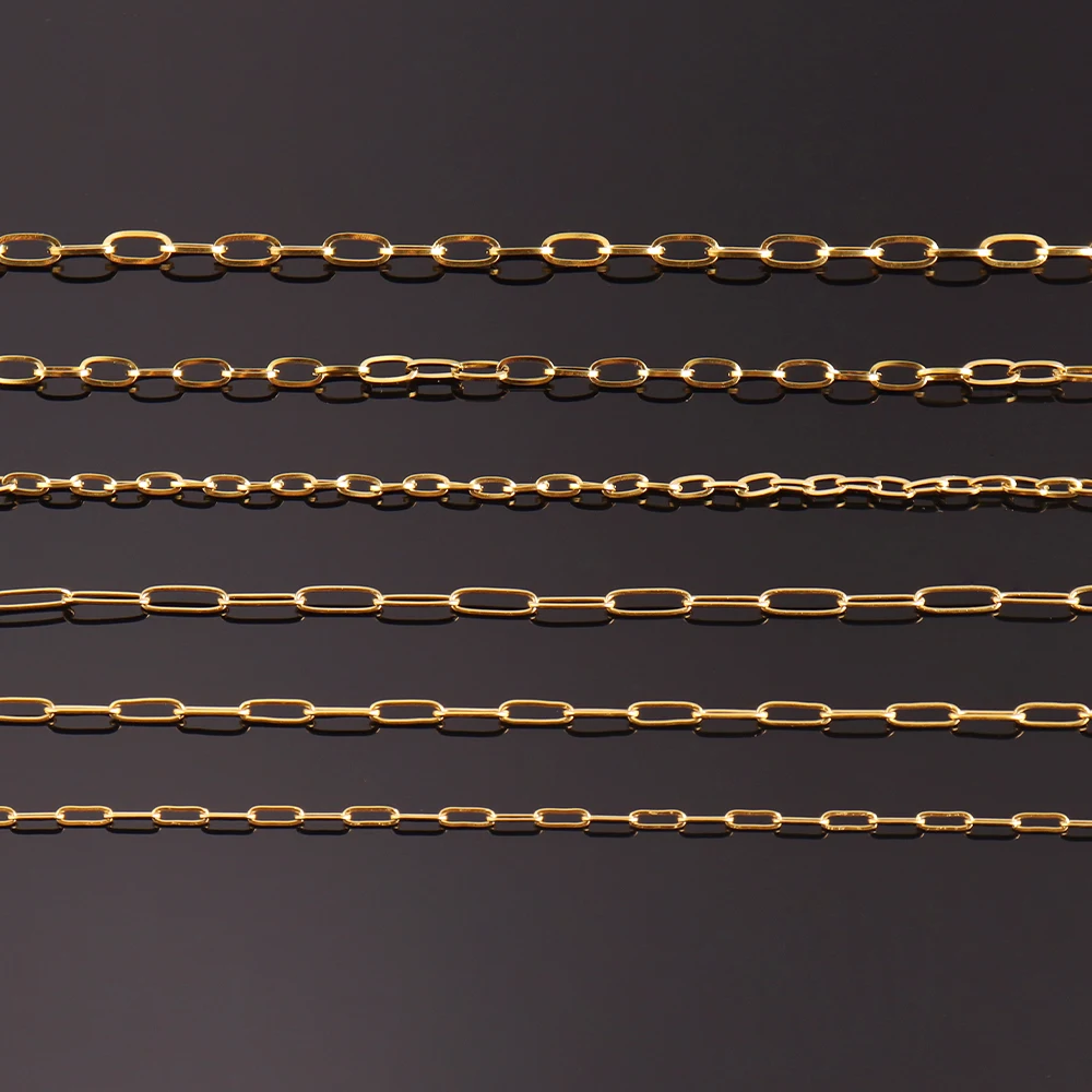 

1 Meters/Lot No Fade Stainless Steel Necklace Chain Cable Gold Chains Bulk for DIY Necklace Bracelet Jewelry Making Accessories