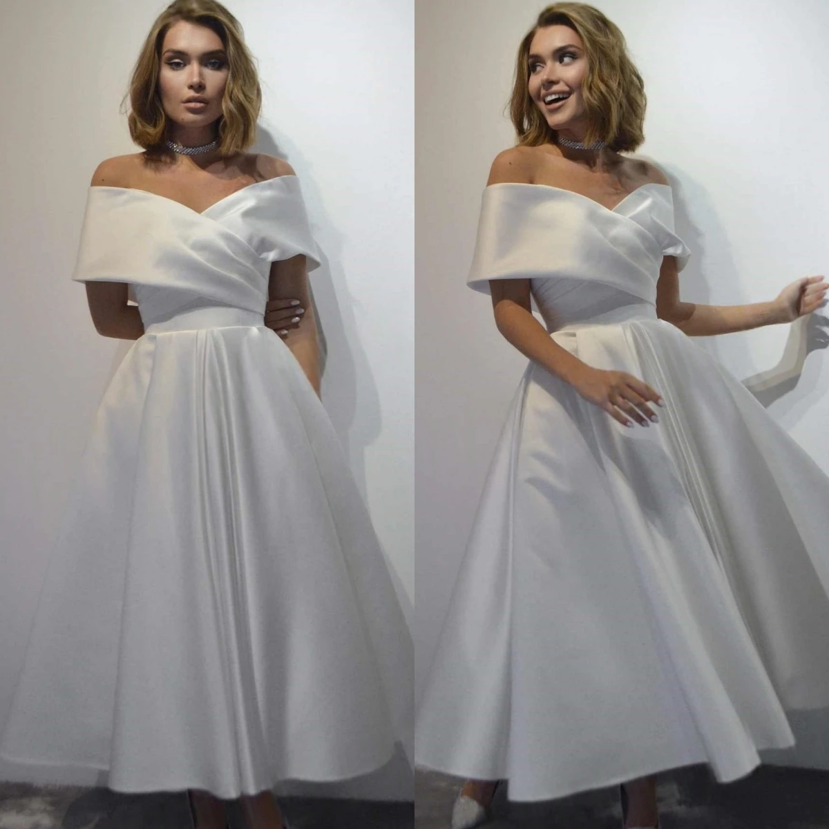 Abito da sposa squisito in raso formale personalizzato Abiti da sposa con temperamento senza maniche alla moda da sogno con scollo a cuore sexy