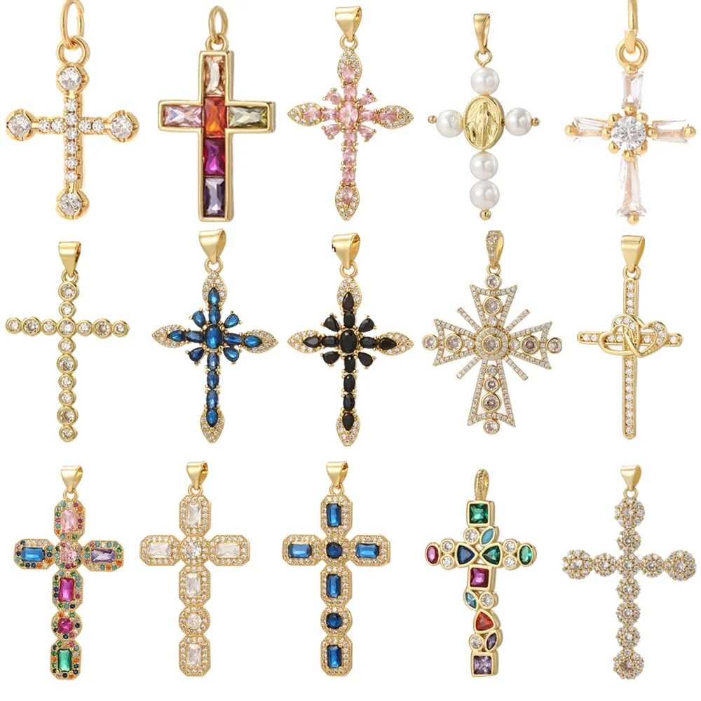 

Goth Cross Chrams for Jewelry Making Supplies Golden Woman Charm Stainless Steel Long Chain Dijes Diy Necklace Earring Bracelet