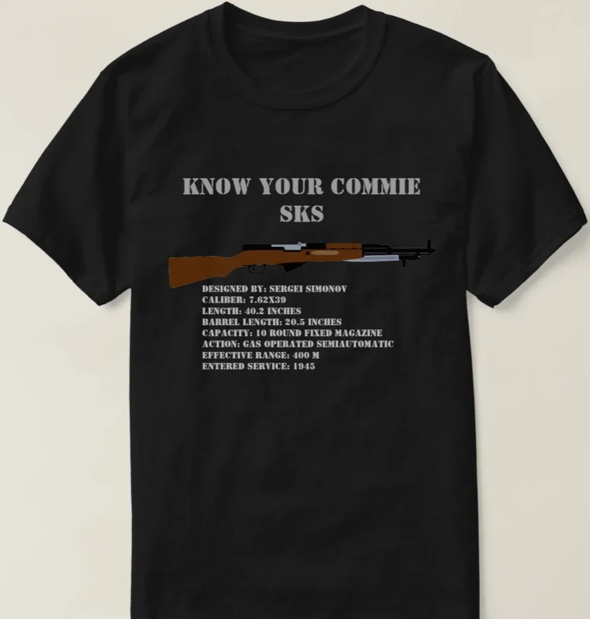 ليس جميع المسدسات الروسية هي بعض أنواع AK. روسيا السوفياتي SKS بندقية تي شيرت جديد 100% القطن قصير الأكمام س الرقبة عادية قميص رجالي #1