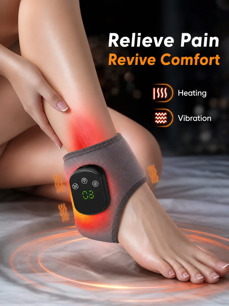 Heated electric foot ankle massager ankle massagers with heating and vibration for swollen feet,heating vibration