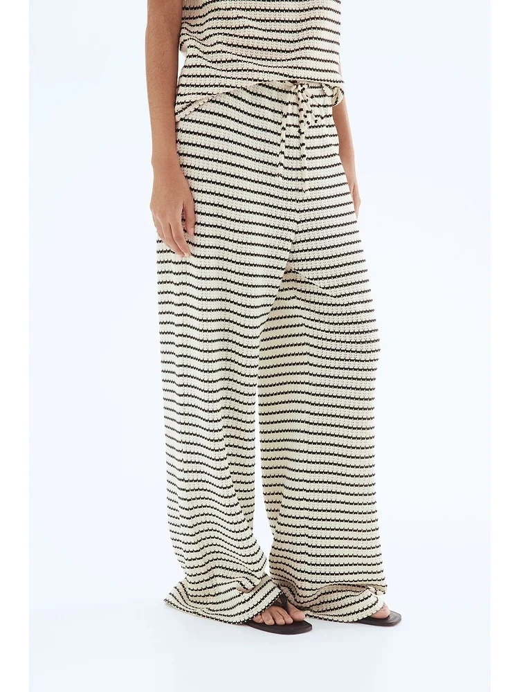 

YY26171 ZA25 summer new women's straight leg high waisted loose drawstring pants for women, lazy and relaxed, with a hanging fee