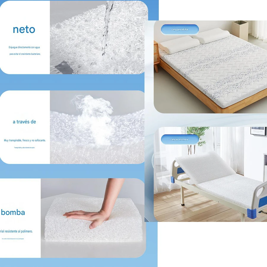 Washable Air Fiber Folding Hard Bed Board Pad, Medical Grade Breathable Care Hard Mattress Pad, Polymer Multifunctional Pad