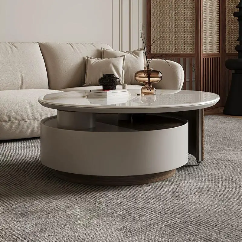 Living Room Modern Coffee Table Household Simple Coffee Table Minimalist Rotatable Rock Plate Tavolo Salotto Home Furniture