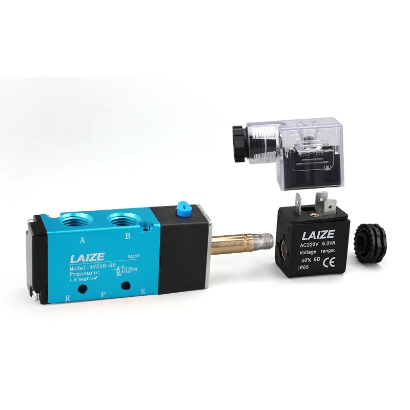 LAIZE 5/2 Way Pneumatic Solenoid Valve Airtac Type 2 Position 5 Port Single Coil Pilot-Operated Electric 4V210-08 4V310-10