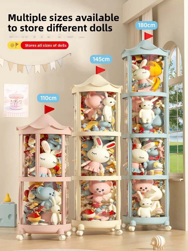 

Большой прозрачный цилиндрический органайзер-витрина для хранения игрушек и кукол, для коллекционеров и детей