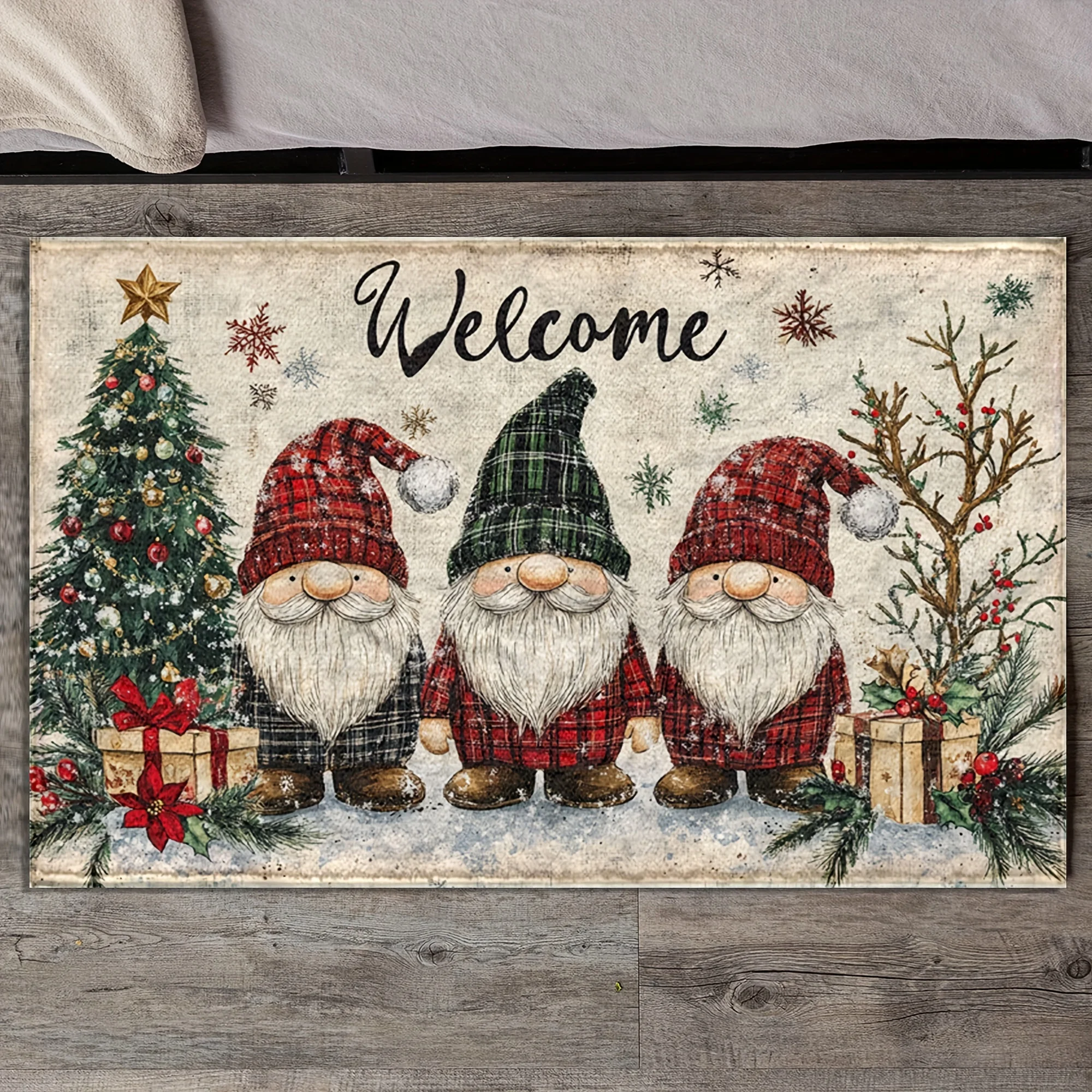 

VIKAMA Christmas Rug Santa Claus Rug Soft Decorative Rug for Entrance, Doorway, and Balcony Home Decor Holiday Decor