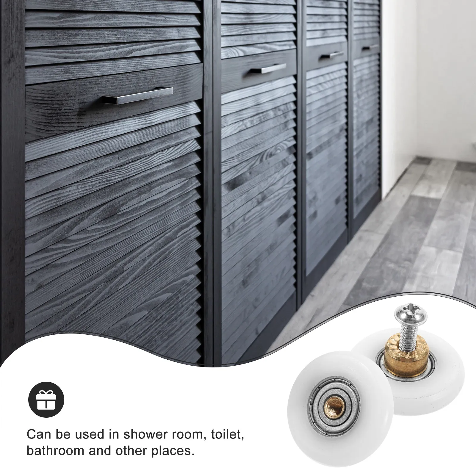 4Pcs Bathroom Shower Door Rollers with Copper Axle Heavy Duty Sliding Door Wheels Easy Install for Glass Shower Enclosures