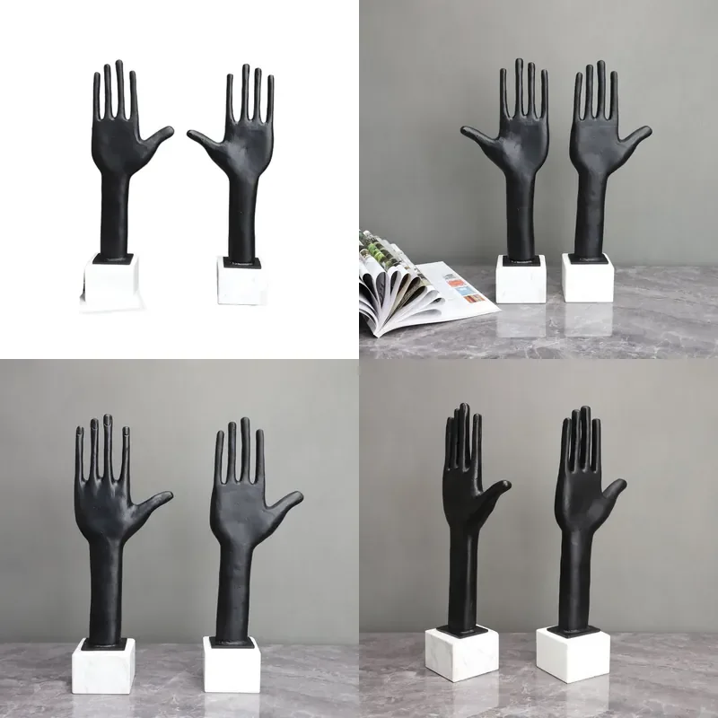 Modern Simple Marble Cast Iron Black Hands Model for Room Sales Department Bedroom Living Room Dining Room Study Ornament