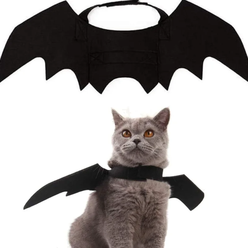 5PCS Halloween Cute Pet Clothes Black Bat Wings Harness Costume for Halloween Cosplay Cat Dog Halloween Party for Pet Supplies