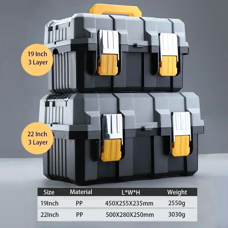 Folding 3 Layer Tool Box Profesional Auto Repair Storage Case Organizer Waterproof Hardware Suitcase Tool Mechanical Plastic Box