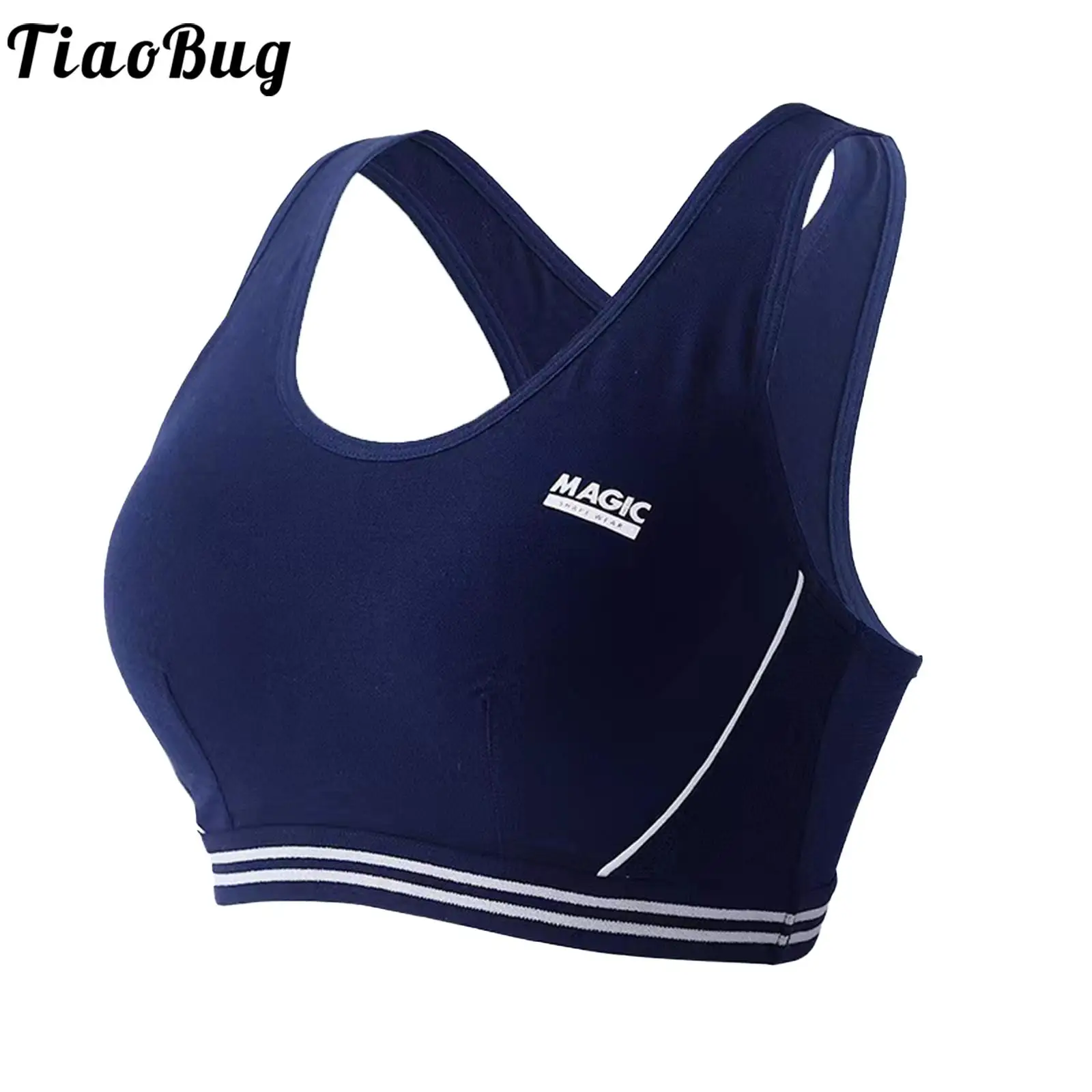 2023 Kids Girls Wireless Padded Sports Bra Solid Color U Neck Racerback Vest Crop Tank Top Soft Breathable Underwear Sportwear