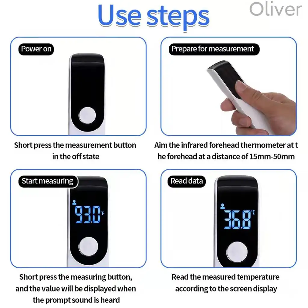 الاستخدام المنزلي ميزان الحرارة الرقمي بالأشعة تحت الحمراء الجبين الأذن عدم الاتصال ميزان الحرارة الطبي