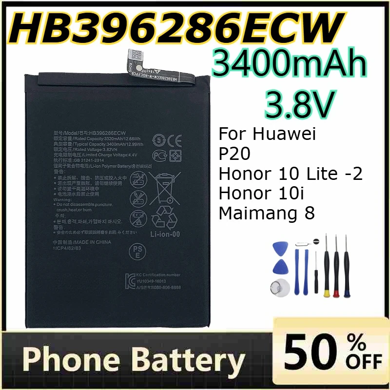 

3400mAh 3.8V HB396286ECW Phone Batteries for Huawei P20 Honor 10 Lite -2 Honor 10i Maimang 8 Rechargeable Mobile Phone Battery