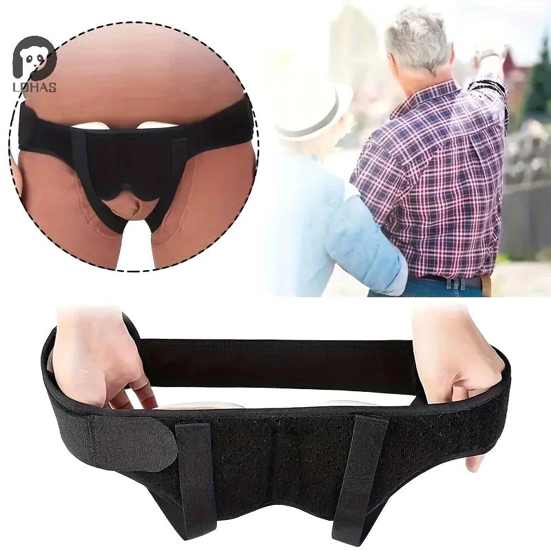 

1pc Adjustable Adult Hernia Belt Man Inguinal Groin Support Inflatable Hernia Bag With 2 Removable Compression Pads Pain Relief