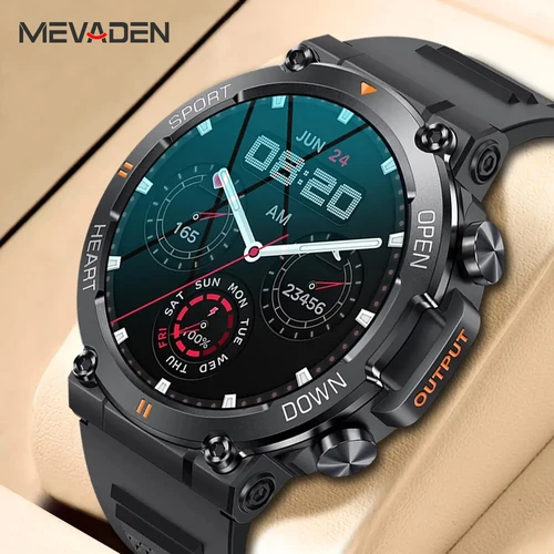 MEVADEN 1,39 pulgadas HD Bluetooth llamada reloj inteligente hombres deportes Fitness Tracker Monitor cardíaco 400mAh Smartwatch para Android IOS MD56