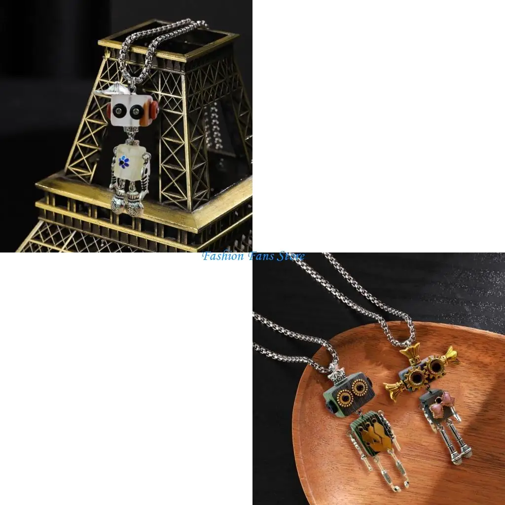 colar-com-pingente-robo-comprimento-ajustavel-corrente-pescoco-unissex-corrente-clavicula-cordao