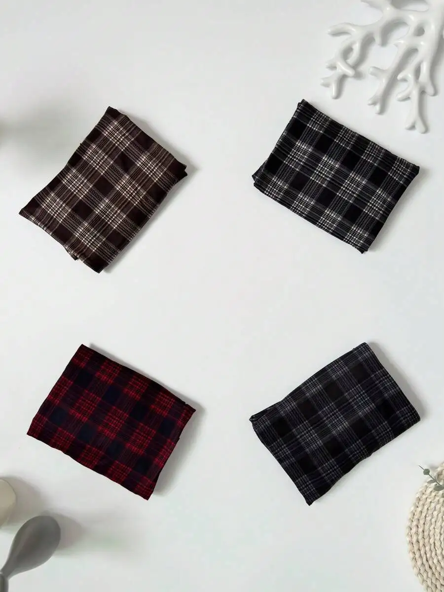 

4pcs Mens Plaid Print Loose Elastic Waist Shorts Casual Pajama Pants