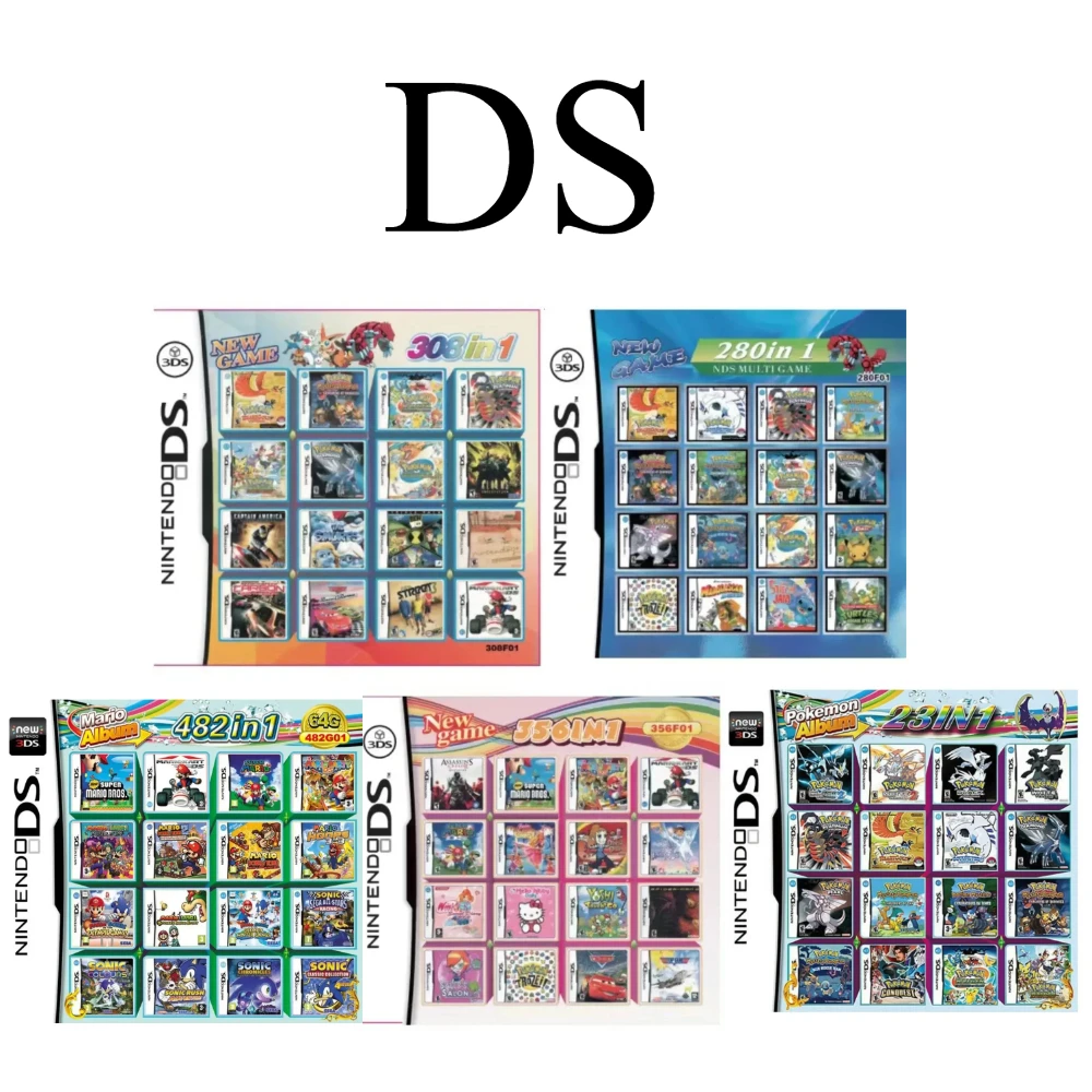 510 in 1 NDS 콤바인드 카드 NDS 카세트 482 IN1 208 500 포켓몬 포켓몬 카드 3DS NDS 게임 카드 콤바인드 카드
