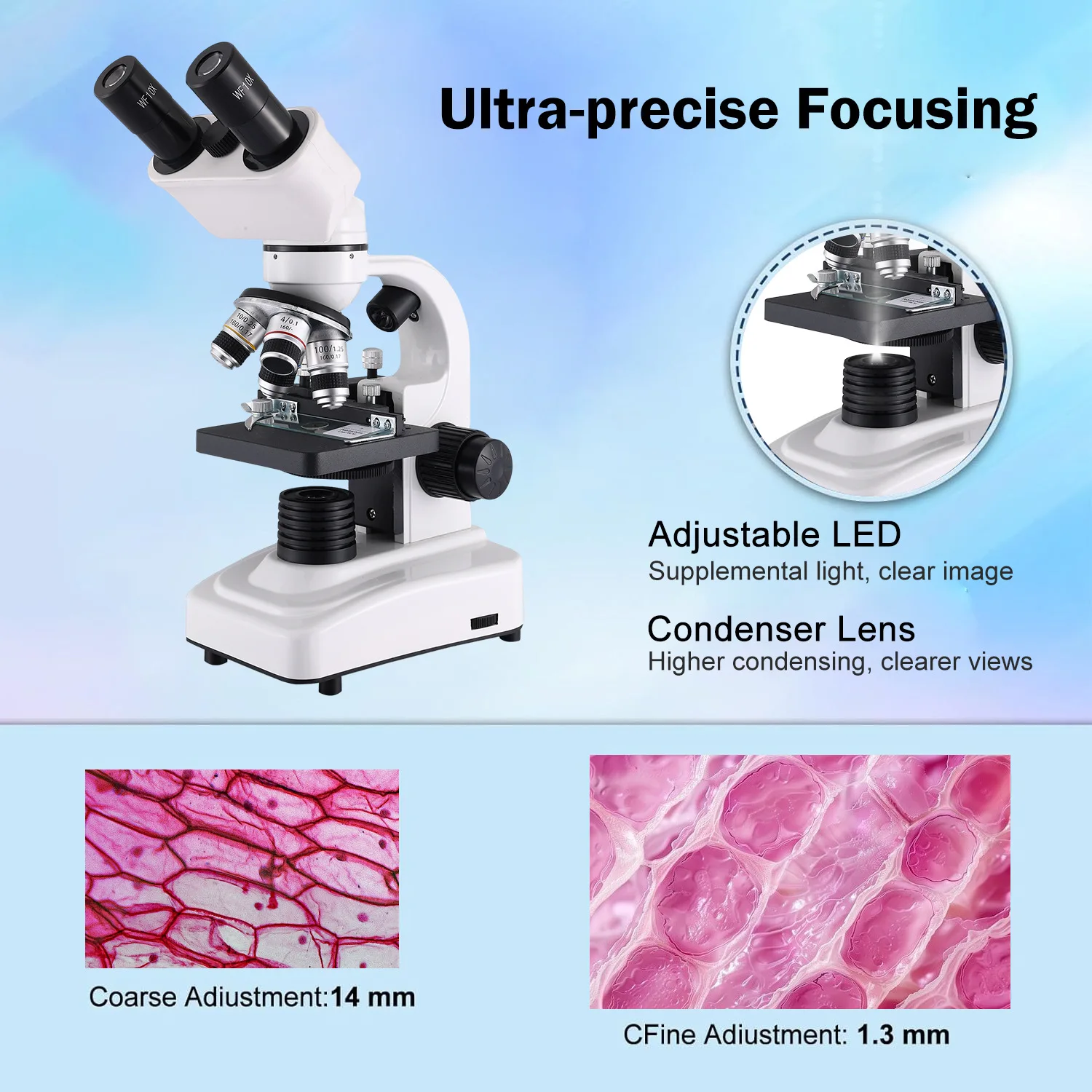 Binocular Microscope Professional Level 40-2400X Synchronous Laboratory Organizes Scientific Research and Teaching Microscope