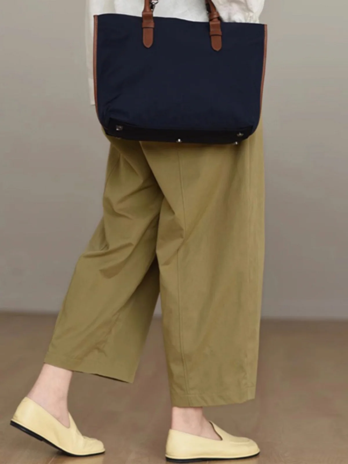 Retro japanische Sle Damen lose hohe Taille weites Bein Hose lässig lockere Passform neun Punkte Ballonhose vielseitiger gerader Schnitt