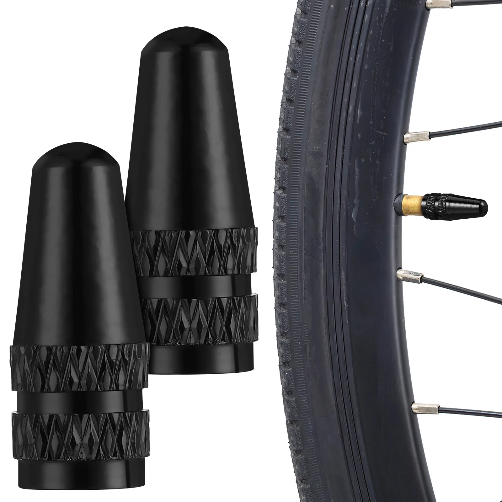 

2Pcs Bicycle Valve Caps Aluminum Alloy Tire Valve Stem Covers Stylish Durable Universal Bike Accessories Tire Caps
