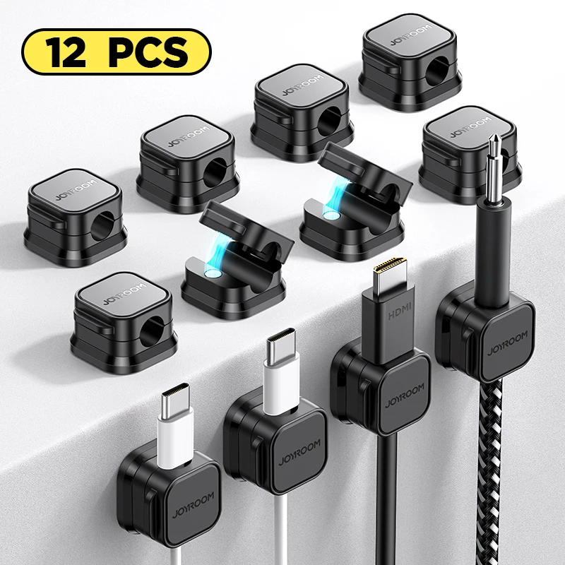 Joyroom 3/6/12 Pcs Magnetic Cable Clip Cable Holder Adhesive Wire Keeper Cord Cable Organizer for Home Office Desk Management