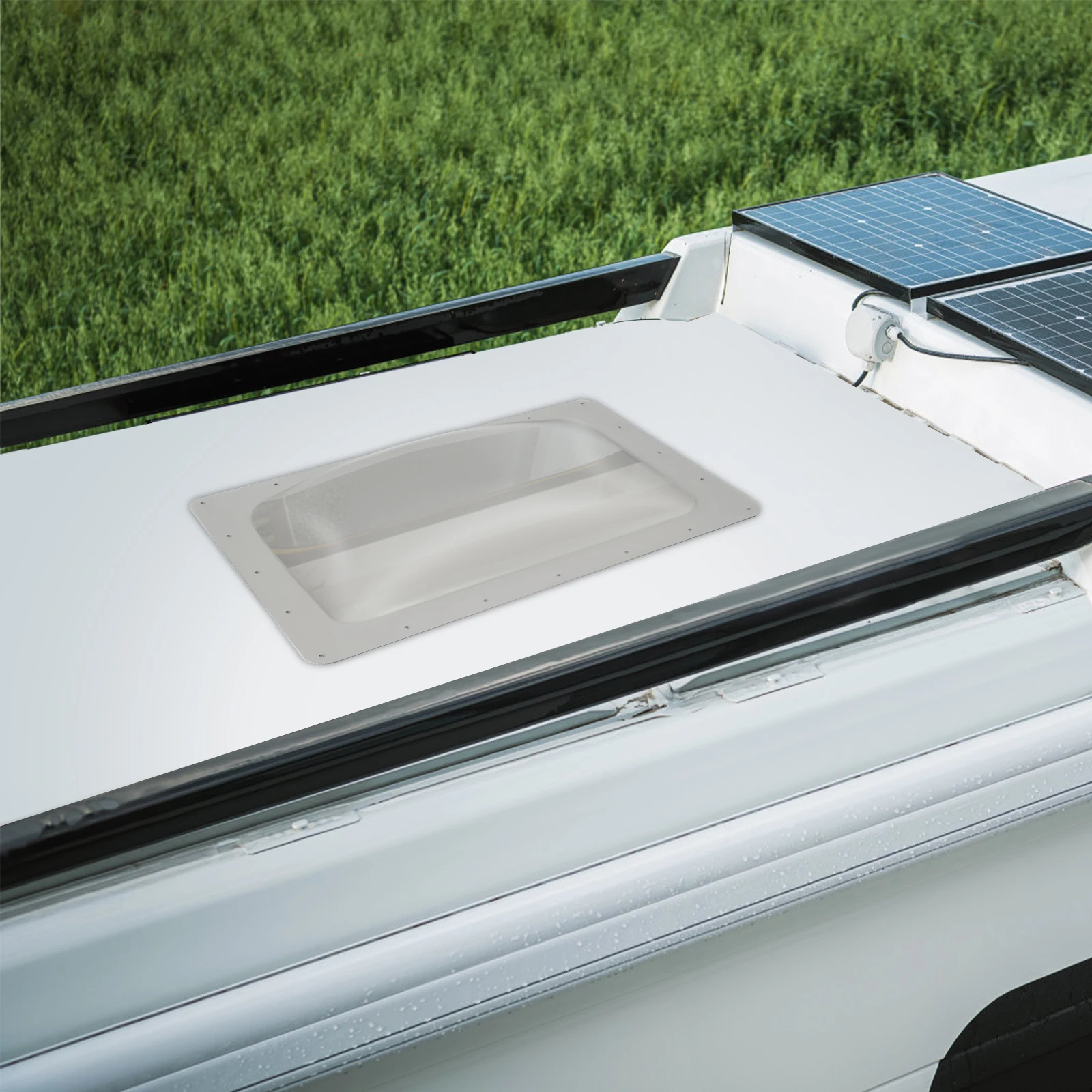 

Smoky Color RV Skylight Outer Dome PC UV Resistant Camper Roof Skylight Direct Replacement 14x22in