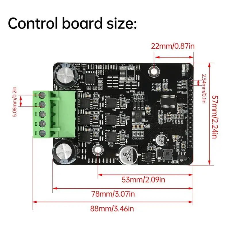 BLDC Three Phase DC Brushless Motor Controller PWM High Power 1600W Motor Driver Board No Hall Motor Regulator DC 6-80V-Y41A