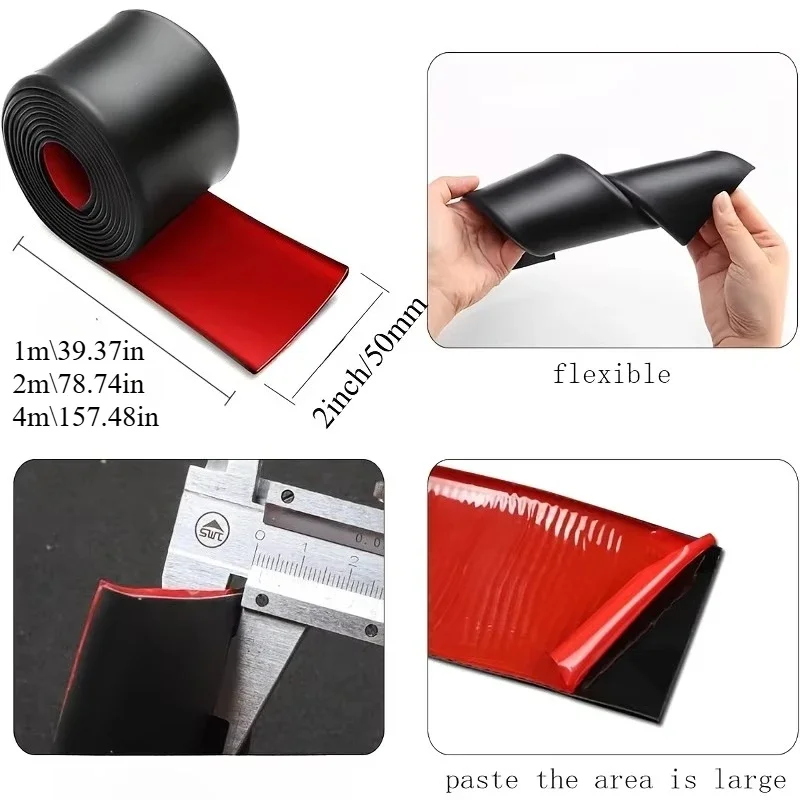 1pc 5cm*1\2\4M Car Door Edge Protector Rubber Anti-Scratch Guard Side Skirt Bumper Strip for SUV Sedan Truck Garage Protection