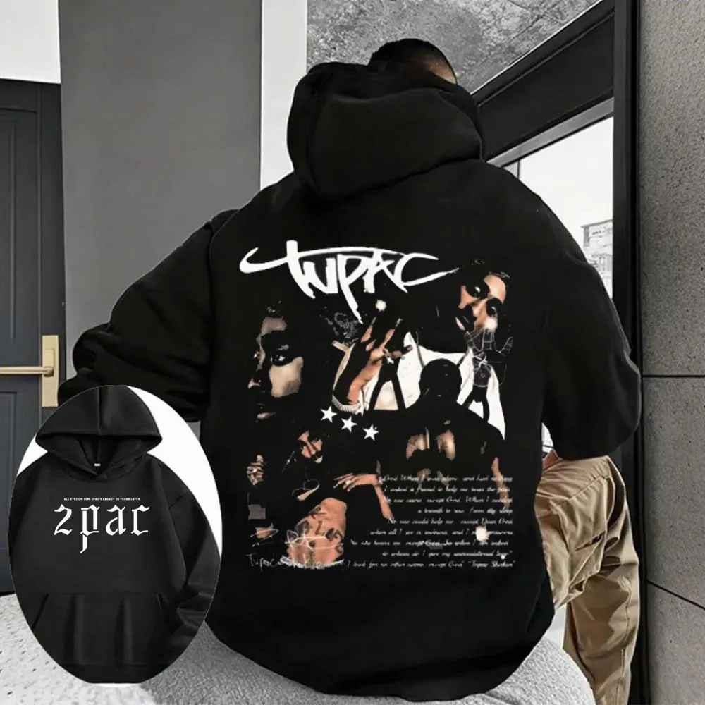 Haute qualité hiver coton Tupac Shakur 2pac sweat à capuche hommes rue mode sweat à capuche nouveau loisirs patinage course sweat