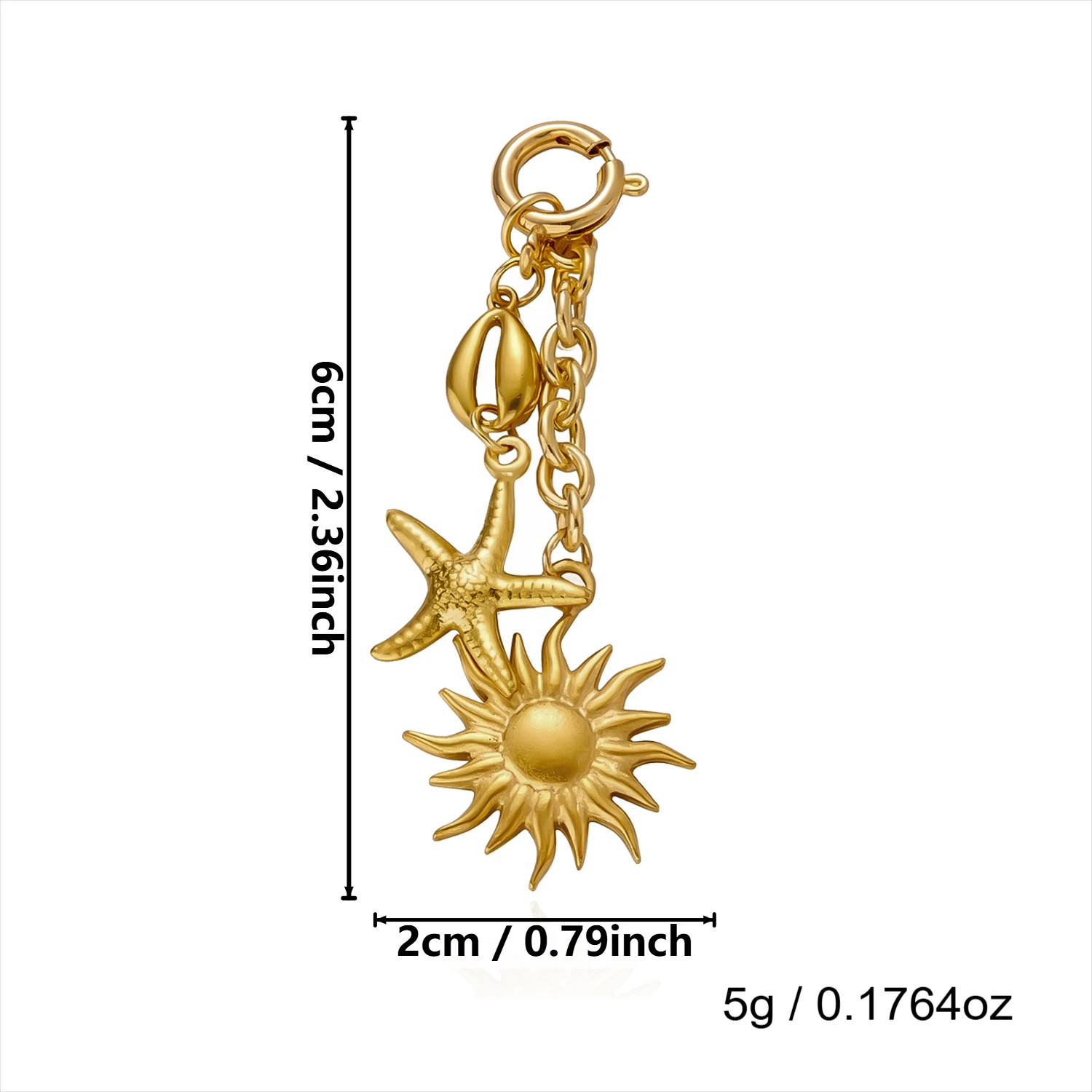 Edelstahl Muschel Seestern Bikini-Verschluss für Damen Kreativer Sonnen-Seepferdchen-Anhänger Bikini Bademode Körperschmuck – Detail 10