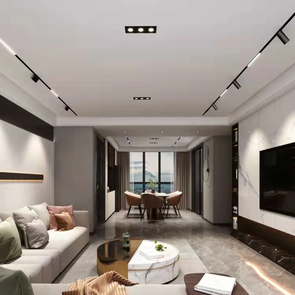 Modern Recessed Magnetic Track Light Design LED Light Track Corner Connector Magnetic Track Ceiling System Indoor Track Strip