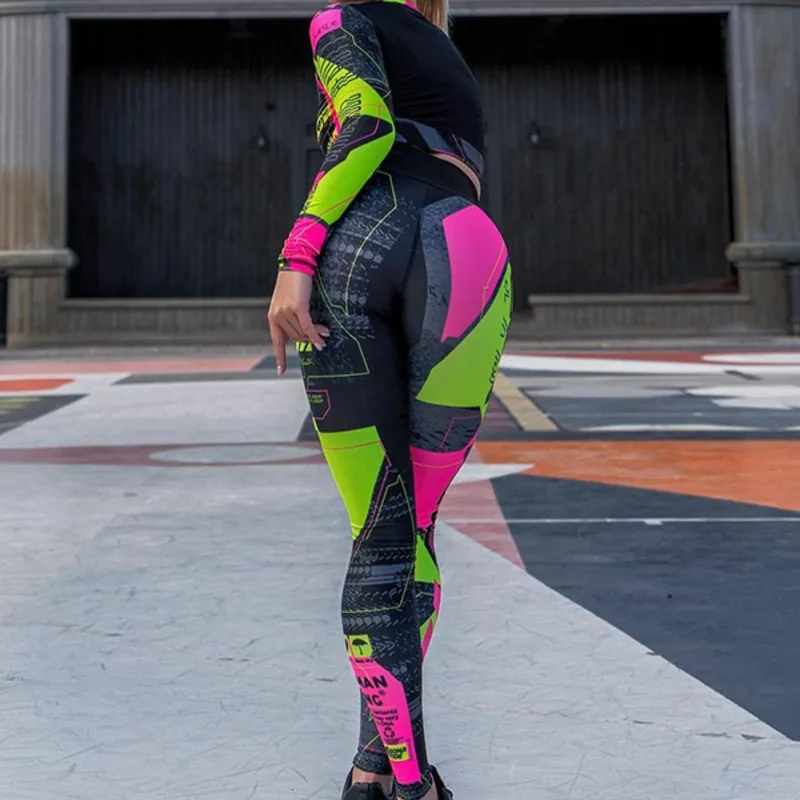 Women's Clothes Sports Yoga Set for Women Stylish Color-Block Long Sleeves Jacket&Pants Suits Sweatpants Set Trouser Set