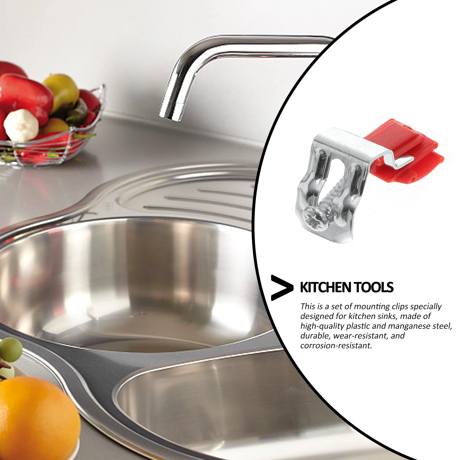 دائم حوض الفولاذ المقاوم للصدأ تحديد أسفل مقاطع المطبخ تصاعد بين قوسين المشبك دعم تركيبات لأدوات تركيب بالوعة