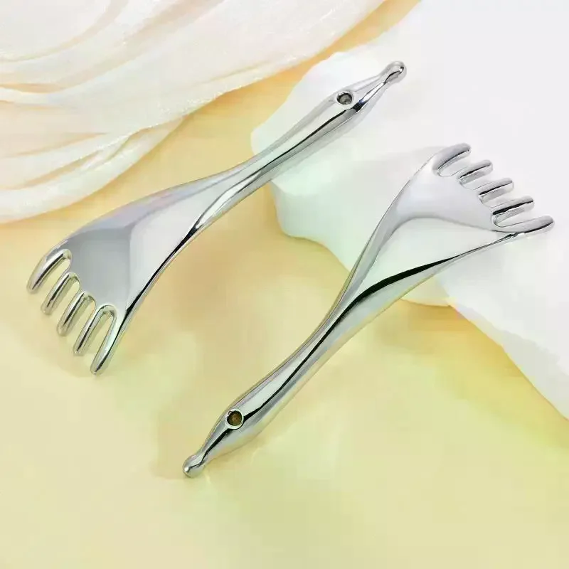 Metal Meridian Massage Comb, Facial Gua Sha Stick, Eye Acupoint Pressing Tool, Professional Head Scrapping Stimulation