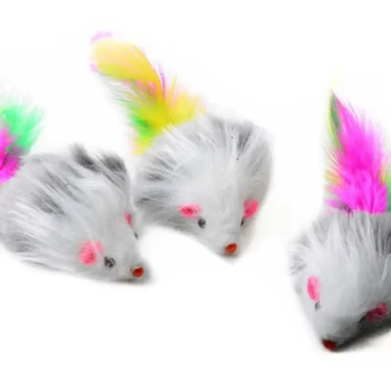 High-quality Two-color Long-haired Feather Mouse Cat Toy - A Rustling Delight for Cats