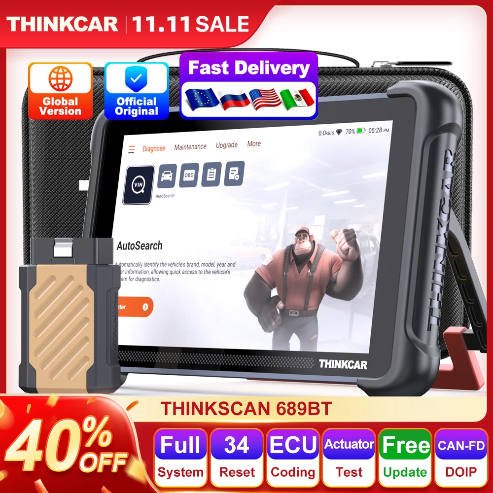 THINKSCAN 자동차 OBD2 스캐너, CANFD DOIP 전체 시스템 액추에이터 테스트 34 리셋, IMMO 평생 무료 업데이트, 자동차 진단 도구, 689BT 