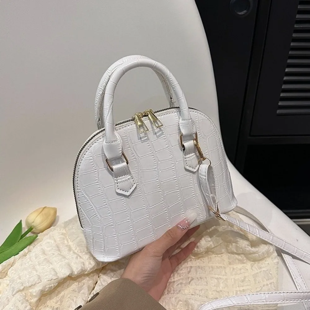 Borsa a conchiglia modello coccodrillo stile francese alla moda Borsa a tracolla portatile in pelle PU Mini borse da donna versatili per ragazze