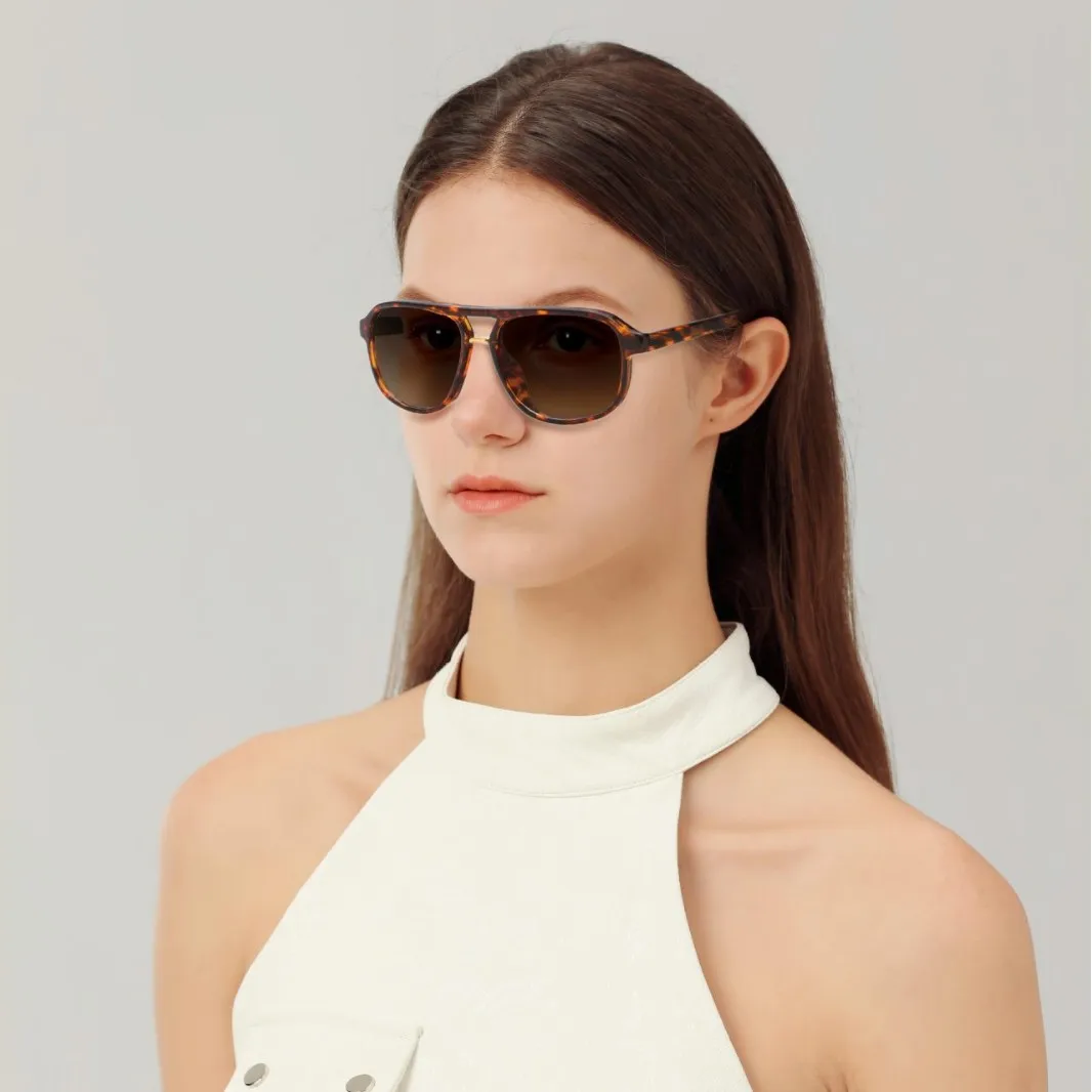 

European and American retro double-bridge sunglasses personality large frame trendy sunglasses fashion concave glasses