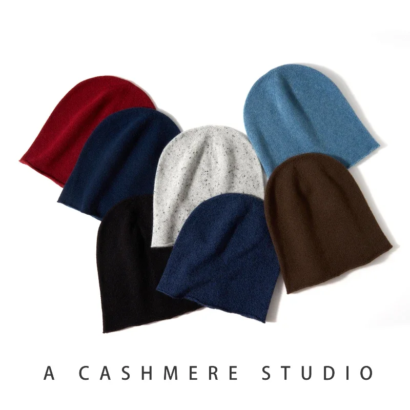 Special Offer Women Wool Cashmere 35% Slouchy Beanie Hat Simple Solid Caps Rolled Hem Warm Sleep Hair Bonnet