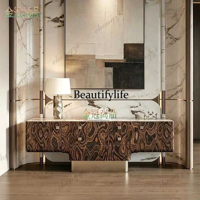 Light luxury home entrance cabinet, living room home marble wall locker, decorative cabinet