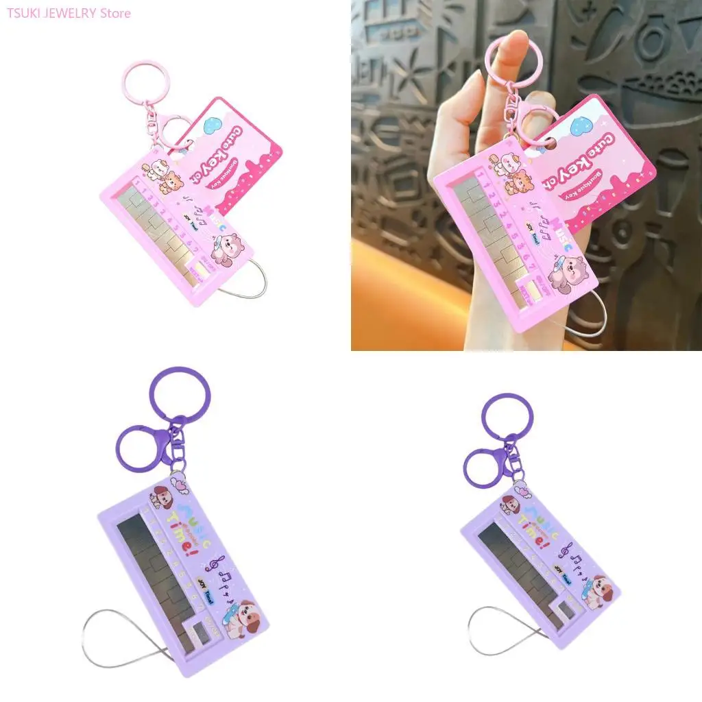 62KE Adorable Electronic Piano Keychain with Cartoon Animal For Office Desk Decoration And Stress Relief Supplies