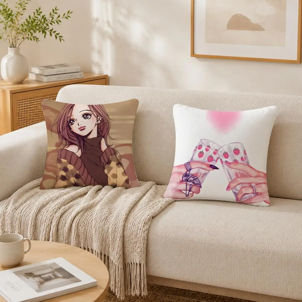 Hot Japanese Anime N-nana Cushion Cover Plush Decorative Pillow Case With Hidden Zipper Fashion Room Decor For Home