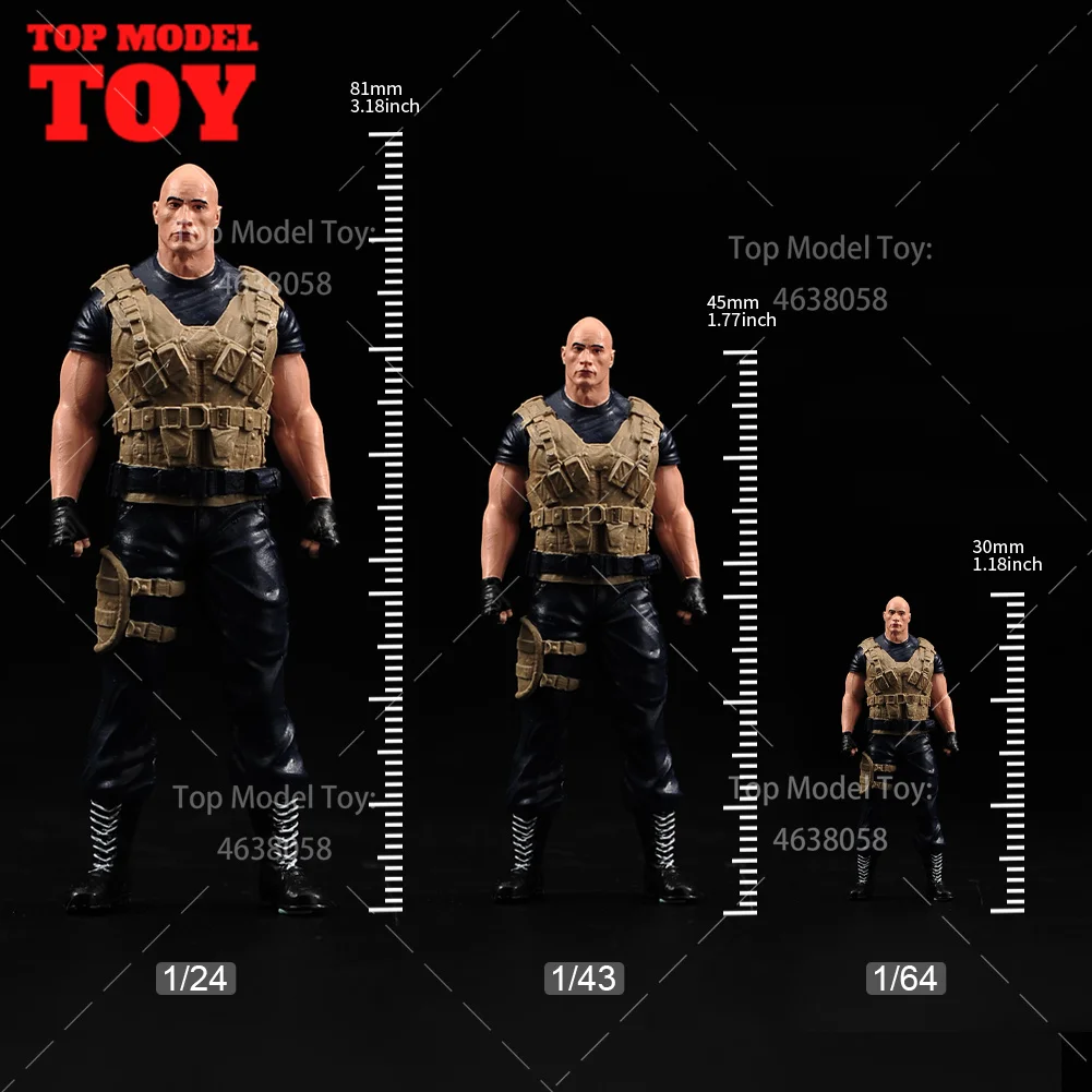 Painted Miniatures 1/64 1/43 1/24 Dwayne Johnson Scene Props Male Figures Model For Cars Vehicle Toy