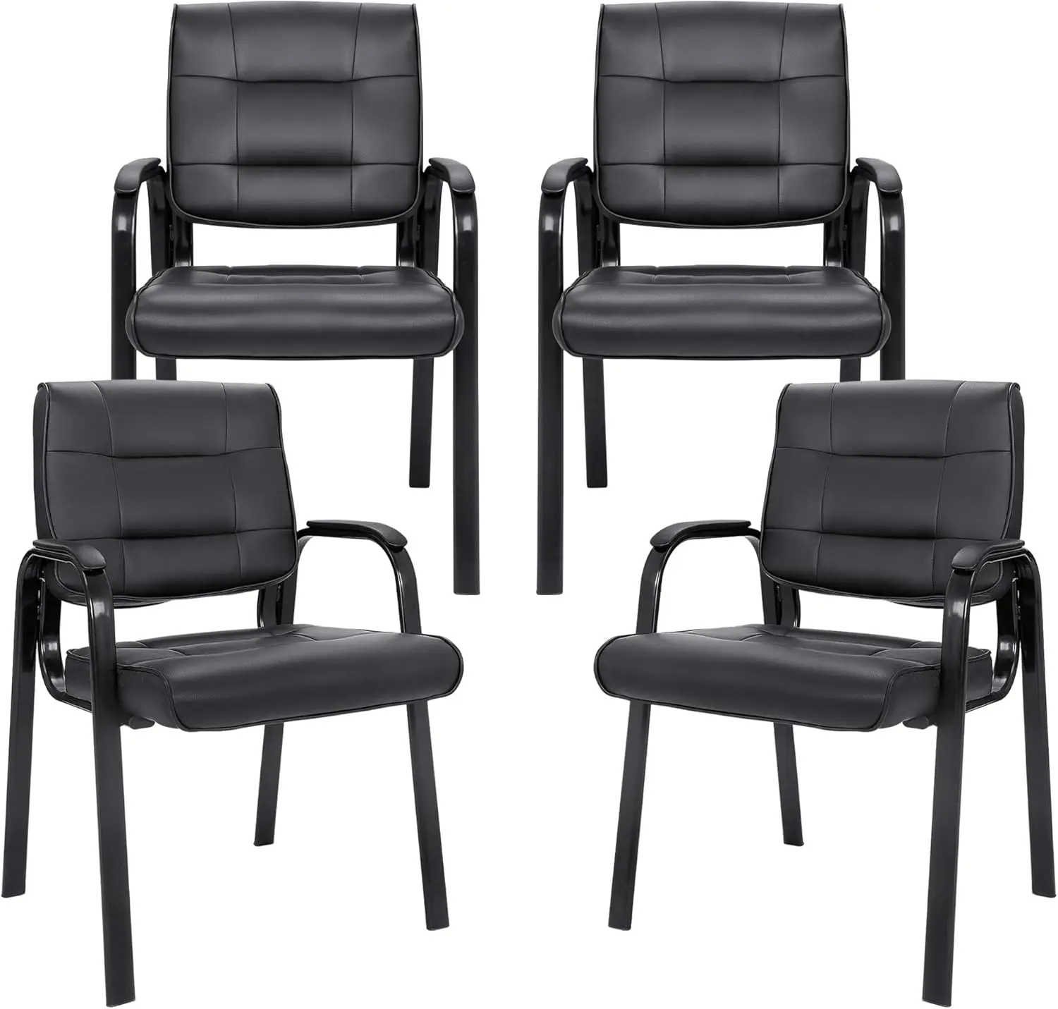 

Office Guest Chair Bonded Leather Executive Side Chair Reception Chair With Solid Metal Frame Home Office Furniture, Set Of 4,